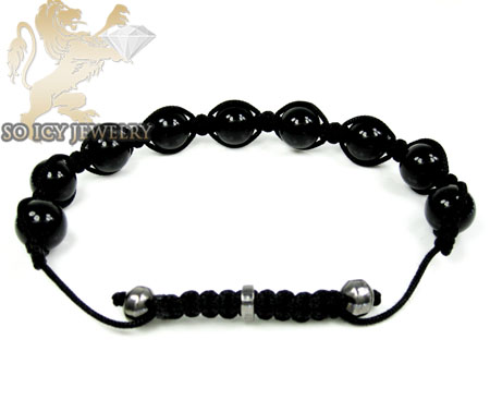 Macramé black onyx smooth rope bracelet - Image 5