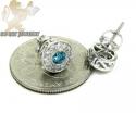 14k solid white gold blue diamond cluster earrings 1.25ct