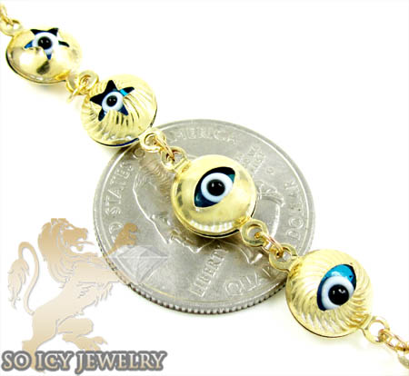 10k yellow gold evil eye bracelet 7.25inch