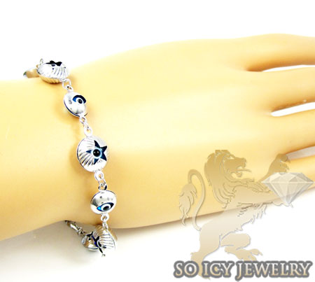 10k white gold evil eye bracelet 7.25inch
