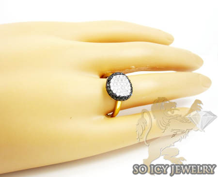 Ladies 18k yellow gold black diamond circle ring 0.98ct