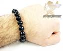 Macramé black onyx faceted bead pink rope bracelet