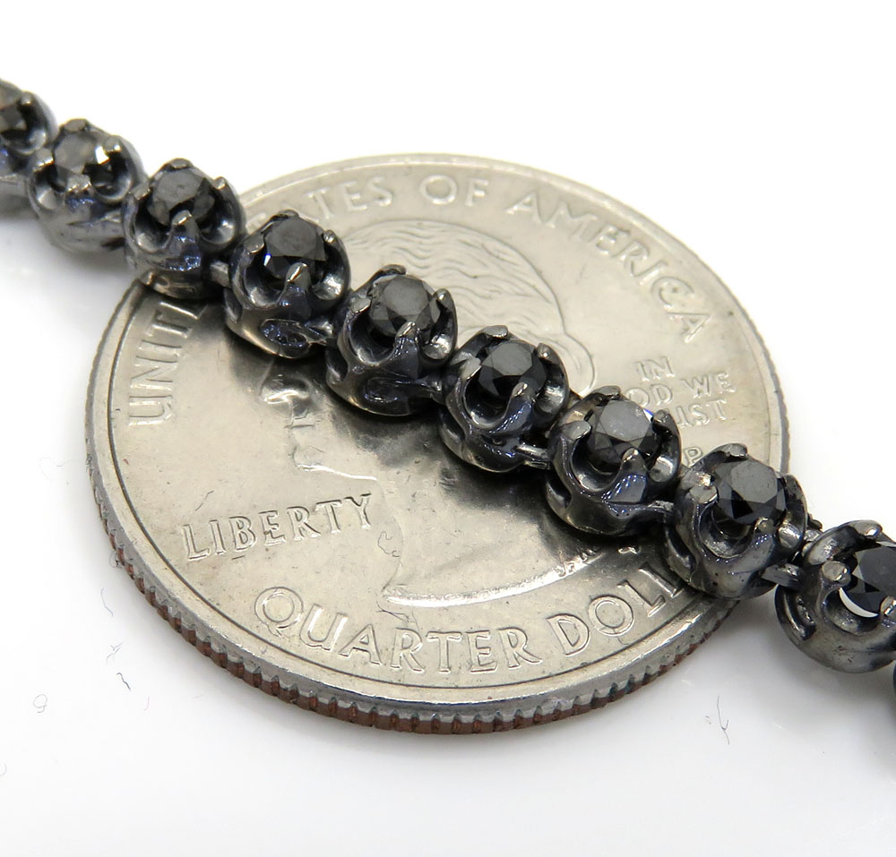 Black sterling silver black diamond tennis chain 13.07ct 20-32