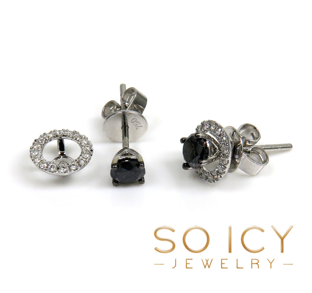 18k white gold black cluster diamond earrings 1.01ct