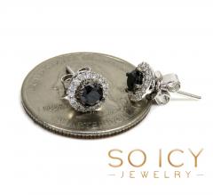 18k white gold black cluster diamond earrings 1.01ct