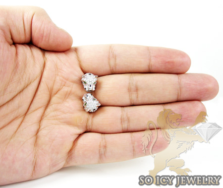 14k white gold diamond tiger earrings 1.55ct - Image 5