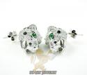 14k white gold diamond tiger earrings 1.55ct