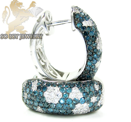 10k white gold fancy blue diamond hoops 2.56ct - Image 2