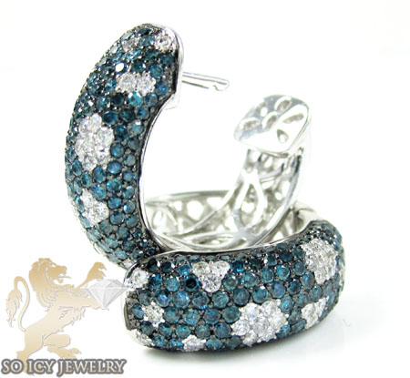 10k white gold fancy blue diamond hoops 2.56ct
