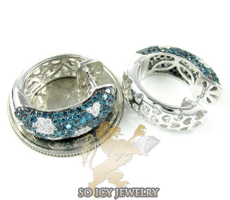 10k white gold fancy blue diamond hoops 2.56ct