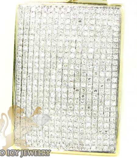 10k yellow gold round diamond dog tag pendant 1.05ct