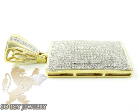 10k yellow gold round diamond dog tag pendant 1.05ct