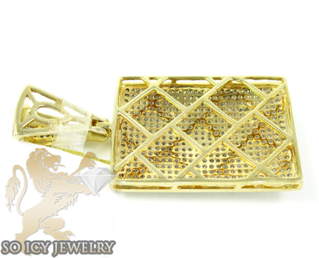 10k yellow gold round diamond dog tag pendant 1.05ct