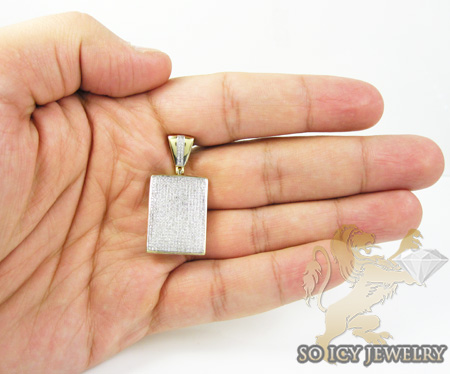 10k yellow gold round diamond dog tag pendant 1.05ct