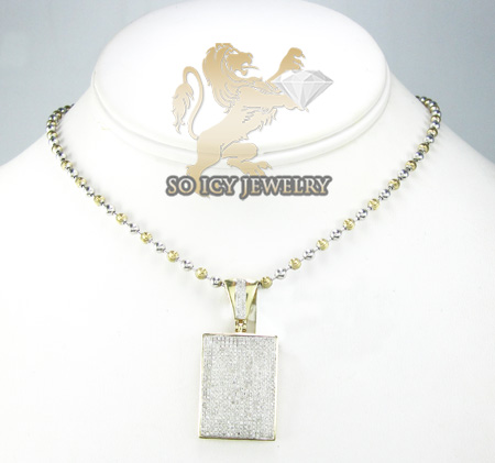 10k yellow gold round diamond dog tag pendant 1.05ct