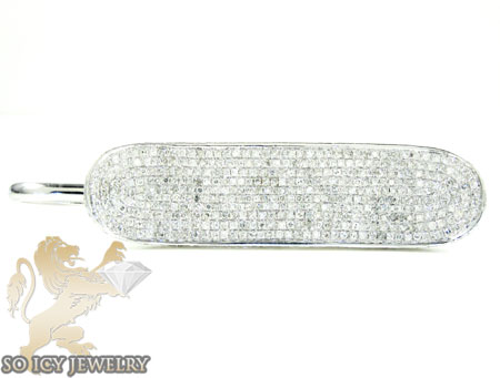 10k white gold round diamond skate board pendant 2.15ct