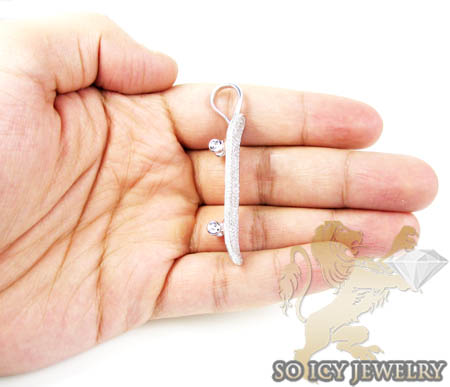 10k white gold round diamond skate board pendant 2.15ct - Image 5