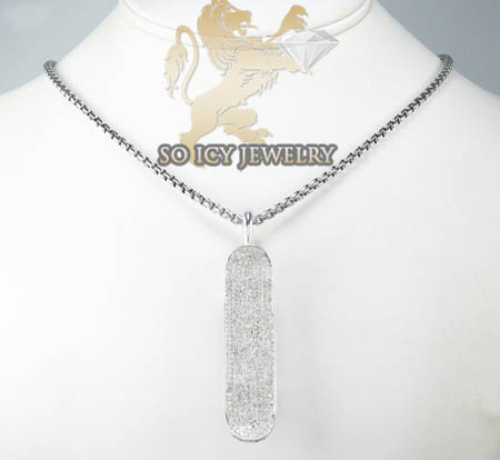 10k white gold round diamond skate board pendant 2.15ct
