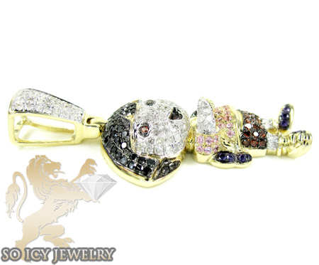 10k yellow gold multi color diamond dora the explorer pendant 1.75ct - Image 3