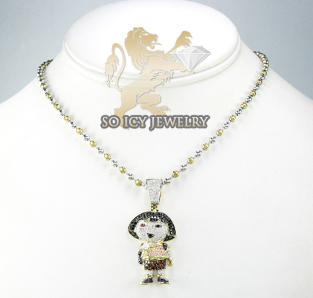 10k yellow gold multi color diamond dora the explorer pendant 1.75ct