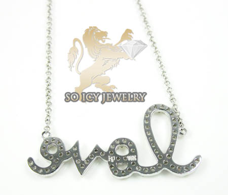 14k white gold diamond love pendant chain  0.40ct