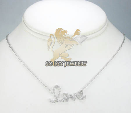14k white gold diamond love pendant chain  0.40ct