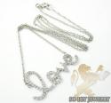 14k white gold diamond love pendant chain  0.40ct