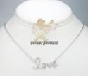 14k white gold diamond love pendant chain  0.40ct