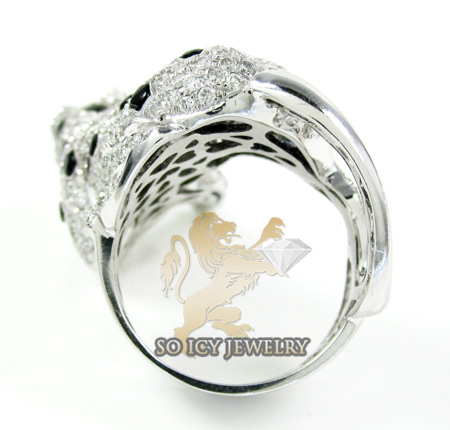 14k white gold white diamond panther ring 2.75ct