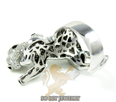 14k white gold white diamond panther ring 2.75ct
