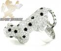 14k white gold white diamond panther ring 2.75ct