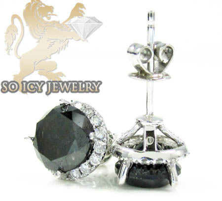 14k white gold black cluster round diamond earrings 3.90ct - Image 3