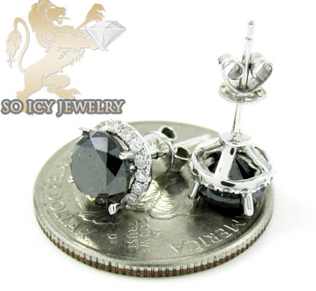 14k white gold black cluster round diamond earrings 3.90ct - Image 4