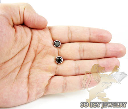 14k white gold black cluster round diamond earrings 3.90ct