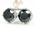14k white gold black cluster round diamond earrings 3.90ct