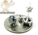 14k white gold black cluster round diamond earrings 3.90ct