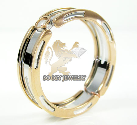 Mens baraka 18k white & rose gold diamond wedding band 0.08ct 