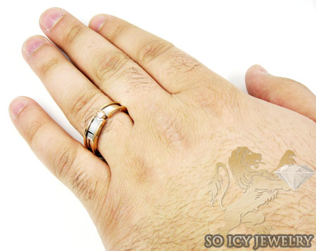 Mens baraka 18k white & rose gold diamond wedding band 0.08ct 
