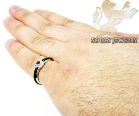 Mens baraka 18k white & yellow gold rubber wedding band