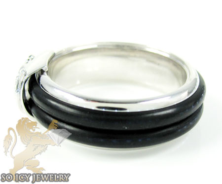 Mens baraka 18k white gold rubber wedding band