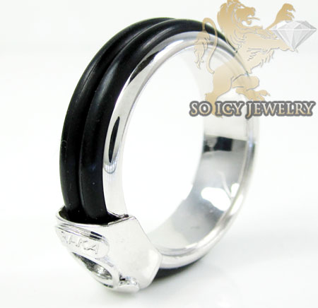 Mens baraka 18k white gold rubber wedding band