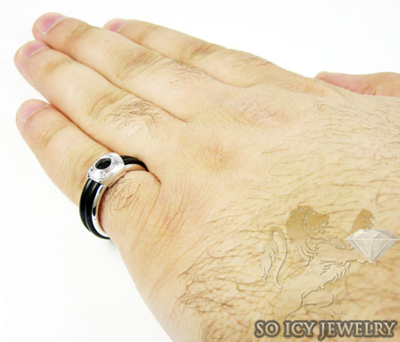 Mens baraka 18k white gold rubber wedding band - Image 6