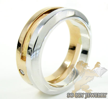 Mens baraka 18k white & rose gold diamond wedding band 0.04ct - Image 4