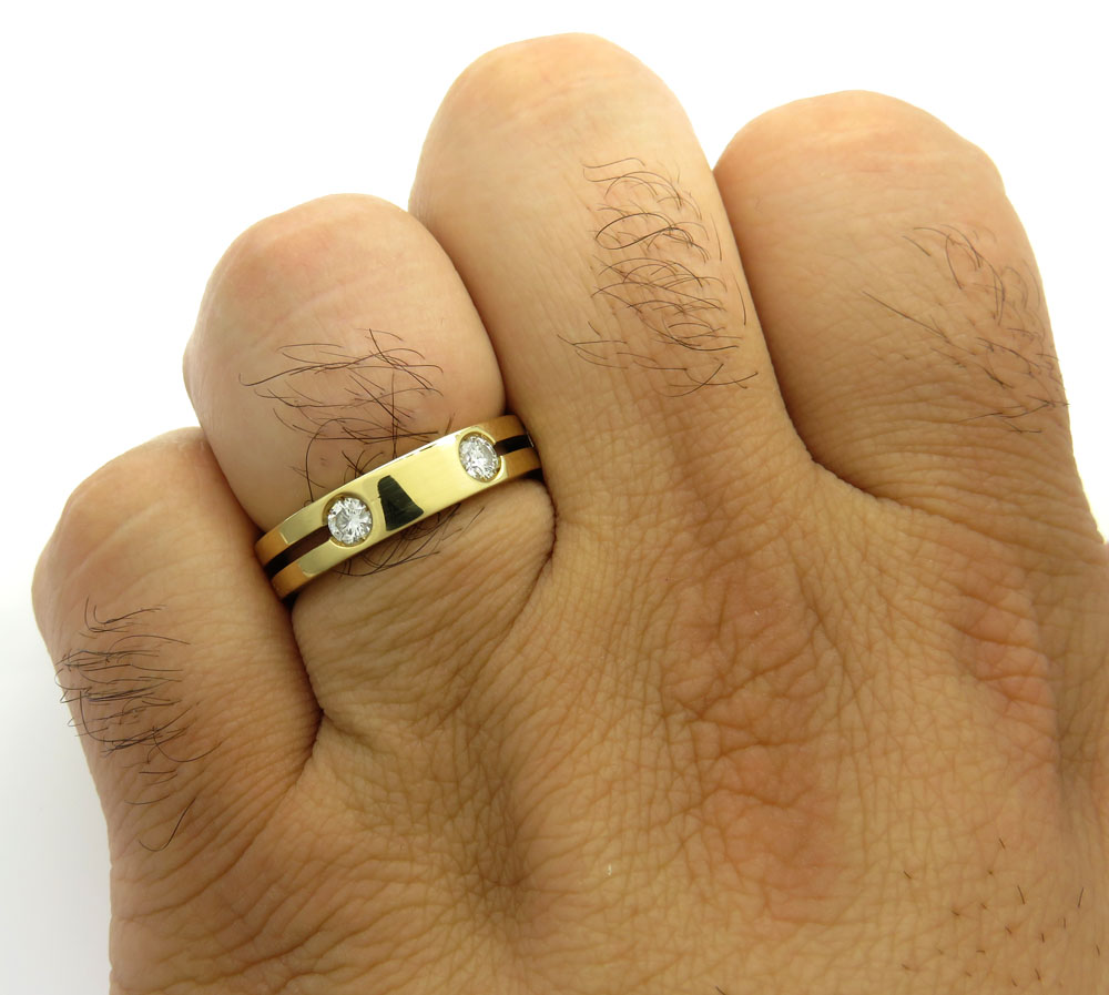 Mens baraka 18k yellow gold diamond wedding band 0.30ct