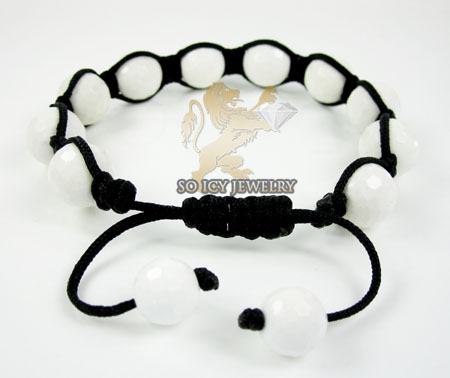 Macramé black white onyx faceted bead rope bracelet - Image 3