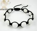 Macramé black white onyx faceted bead rope bracelet