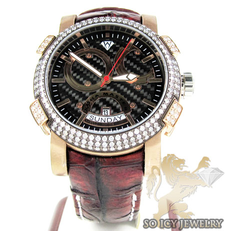 Mens aqua master black & rose steel diamond automatic titanic watch 3.50ct