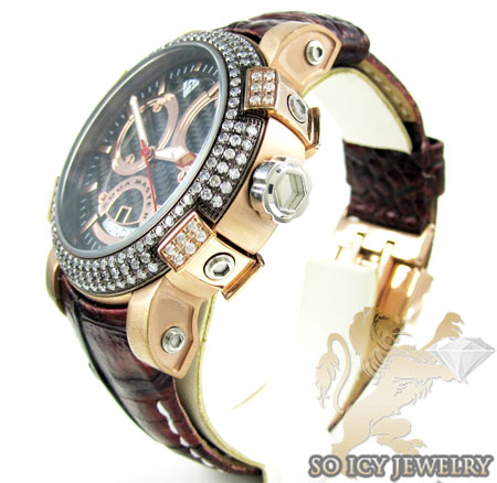 Mens aqua master black & rose steel diamond automatic titanic watch 3.50ct