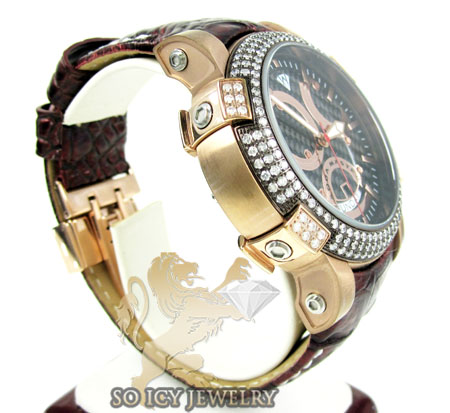 Mens aqua master black & rose steel diamond automatic titanic watch 3.50ct