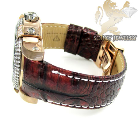 Mens aqua master black & rose steel diamond automatic titanic watch 3.50ct
